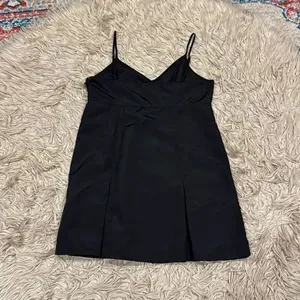 Open Edit Taffeta Pleated Sleeveless Minidress in Black size medium thumbnail 6