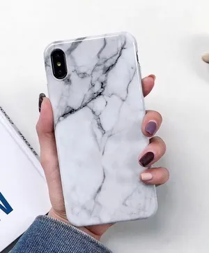 White Iphone XR Marble Case thumbnail 1