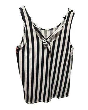 Cato Black and White Striped Tank Top size large lightweight. Ties in the back. thumbnail 2