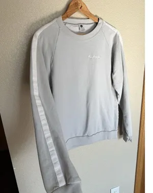 Love Your Melon Taped Crew Sweatshirt Large Fleece Grey White thumbnail 3