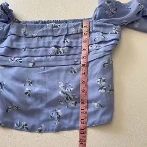 Abercrombie & Fitch Floral Ruffle Blouse M Blue Square Neck Coquette thumbnail 6