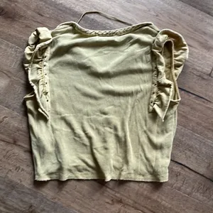 Free people yellow acid wash cotton ribbed top size small thumbnail 3