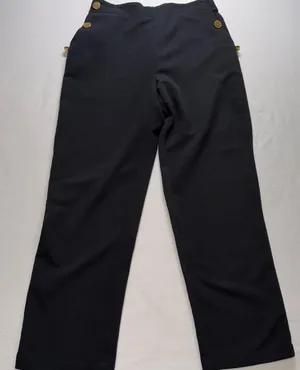Ellison Sailor Pants Women‎ Large Black Gold Button High Rise Wide Leg Trousers thumbnail 1