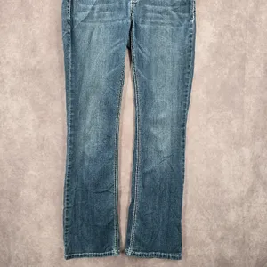 Blue Embroidered Stud Rhinestone Straight Leg Stitch Denim‎ Pants Jeans 10 thumbnail 4