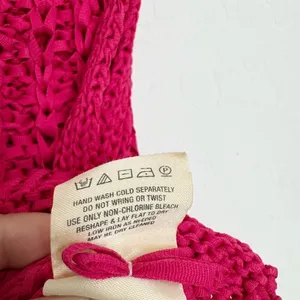 Moth Ribbon Crochet‎ Top Medium Petite Pink Sleeveless High Neck Fairy Cottage thumbnail 7
