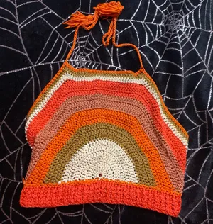 70’s rainbow crotchet top Orange Size undefined thumbnail 1