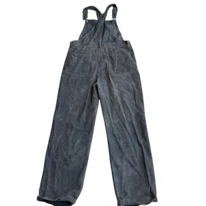 By Together Women’s S Corduroy Overalls Charcoal Gray‎ Relaxed Fit Boho Hipster thumbnail 4