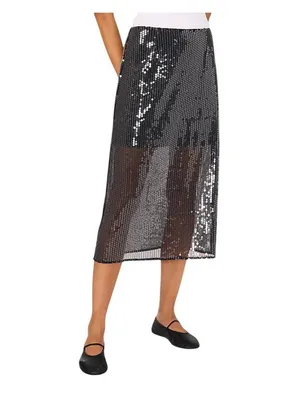 1.state Womens Side-Zip Sequin Midi Skirt 8154421 Rich Black 2 thumbnail 8