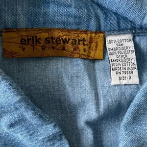 Erik‎ Stewart Vintage Denim Jacket Womens L Floral Embroidered Boho Size 2 thumbnail 3