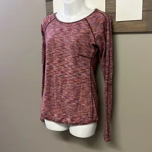 Lululemon Athletica Heather Purple Scoop Neck Long Sleeve Thumb Hole Top- Sz 10 thumbnail 2