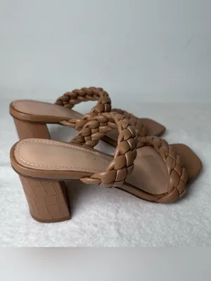 Sincerly Jules Braided Brown Block Heel Mule Slides in Size 7.5 thumbnail 2
