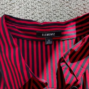 Red and Black Striped Button-Up Shirt thumbnail 2