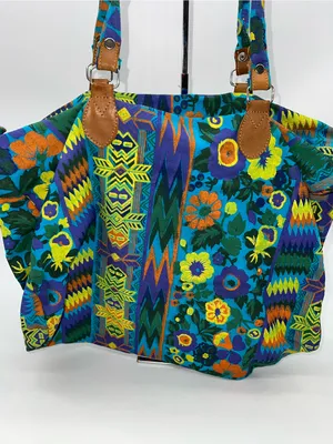 Handmade Victorian Garden Floral Cotton Canvas Tote Large Zippered Shoulder Bag thumbnail 6