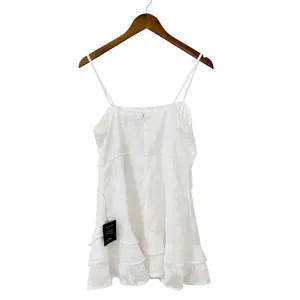 Lulus Days with You White Floral Burnout Ruffled Mini Dress size Large NWT thumbnail 3