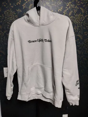 Grace Upon Grace Gray Hoodie with Neon Green Checker & Butterfly Graphic thumbnail 2