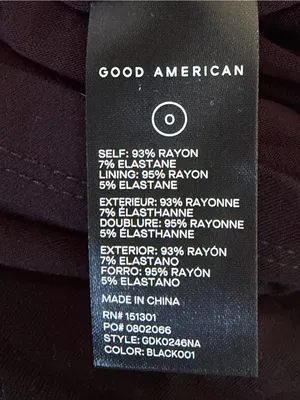 NWOT Good American V-Neck Bodycon Midi Black Dress 0 (US 0-2) SUPERGLUE FLAW thumbnail 9