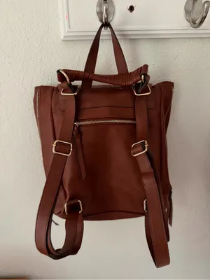 INC International Concepts Brown Faux-Leather Convertible Backpack Tote thumbnail 2