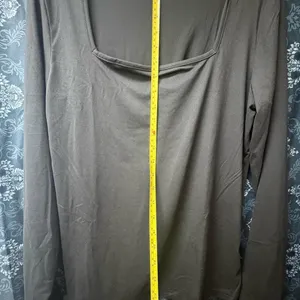 Source Unknown Women’s Charcoal Gray Square Neck Long Sleeve Top Size Large Soft Stretchy 2xL thumbnail 3