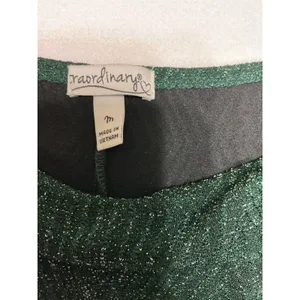Xtraordinary Womens M Green Metallic Glitter Puff Sleeve Mini Dress Holiday thumbnail 4