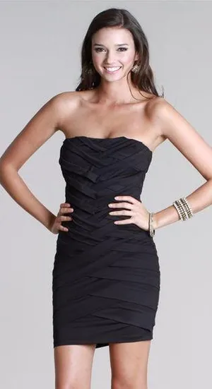 New Black Strapless Wrap Dress by Nikibiki thumbnail 1