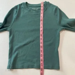 Abercrombie & Fitch Ribbed Cropped Long Sleeve Top Sage Green Size S thumbnail 6