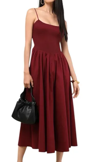 NWD Lulus Tandria Burgundy Smocked Sleeveless Midi Dress Size Large thumbnail 1