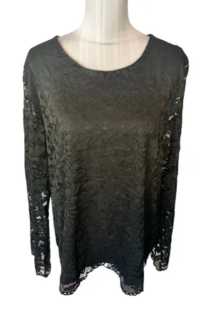 Company Ellen Tracy Black Lace Lined Blouse Size XXL thumbnail 1