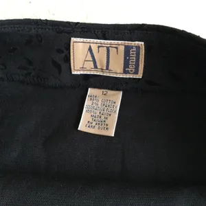 Vintage AT Denim Velvet Design Black Stretch Skirt - Sz 12 thumbnail 10