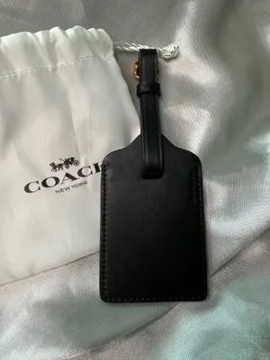 NEW! Rare Vintage Coach Black Leather Luggage Tag thumbnail 2