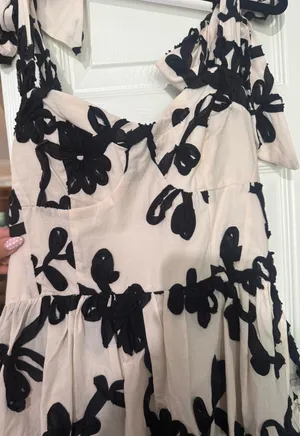 Sage The Label Black and white floral maxi dress with ruffles #floral #maxidress #feminine thumbnail 3