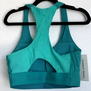 NWT Outdoor Voices Sz XXS Doing Things Sports‎ Bra Peacock Lagoon Teal Blue thumbnail 3