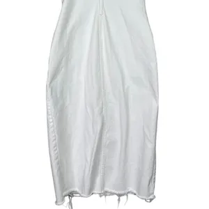 Zara Bodycon Overall Sleeveless Denim Midi Dress Raw Hem Button Down S White thumbnail 7