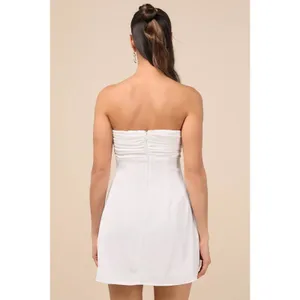 NWOT Lulus Gillian White Pleated Strapless Mini Dress Party Cocktail Classy XS thumbnail 3