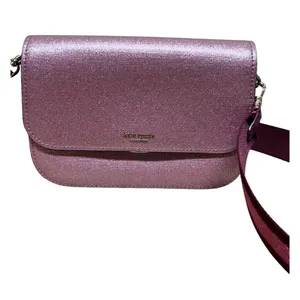Kate‎ Spade Buddie Glitter Striped Leather Medium Pink Shoulder Bag thumbnail 1