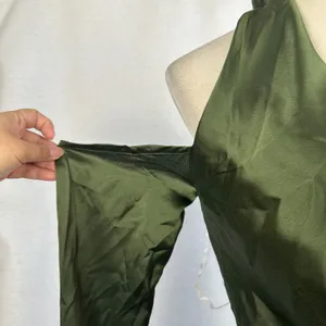 New PRETTYLITTLETHING Khaki Satin Cowl Cold Shoulder Bodycon MiniDress‎ Green 4 thumbnail 7
