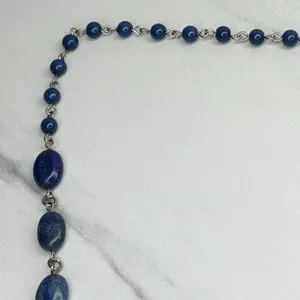 Chicos Blue Beaded Silver Tone Long Necklace 43" ✨ thumbnail 2