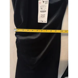Zara Black One Shoulder Ruched Satin Mini Dress with Tie Detail NWT Size‎ S thumbnail 6