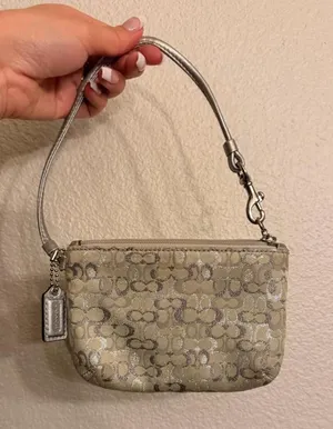 Vintage Sparkly Silver/Gray and White Coach Wristlet thumbnail 1