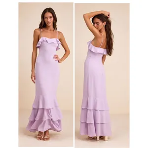 Lulus Lively Evenings Lavender Sleeveless Tiered Maxi Dress Size Large Formal thumbnail 2