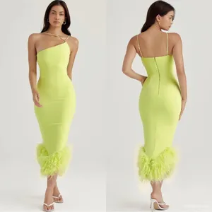 NWOT House of CB ‘Alessia’ Lime Feathered Midi Dress sz XS thumbnail 2