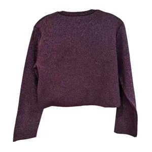 Zara Metallic Knit Cardigan Women's Medium Purple‎ Party Cropped Holiday Glam thumbnail 7