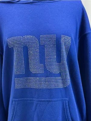 NFL Royal Blue NY Giants Pullover Hoodie XL White Logo Sequins Rhinestone Glam thumbnail 4