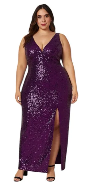 Venus Purple Sequin Maxi Dress Size XL thumbnail 1