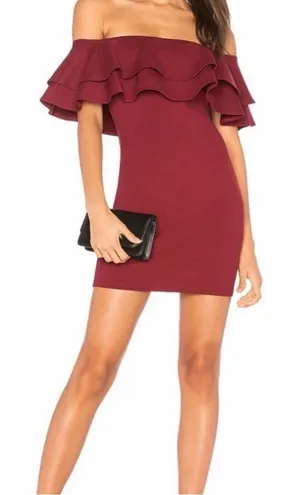 By The Way. Revolve Off the Shoulder Ruffle Mini Dress in Burgundy Size XXS‎ thumbnail 1