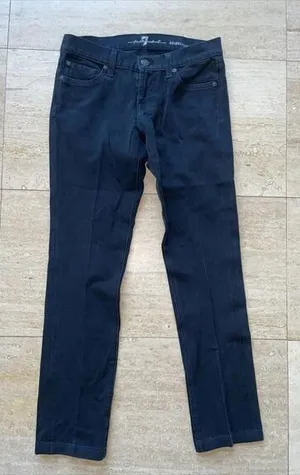 7 For All Mankind Jeans Roxanne Black Denim women size 25 Made‎ in USA Low Rise thumbnail 1