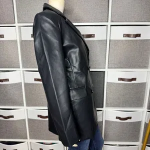 Akira Double Breasted Vegan Leather Blazer Jacket Size Large thumbnail 4