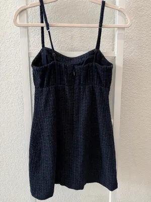 Abercrombie & Fitch Navy Tweed Mini Dress XS Tall Adjustable Straps thumbnail 5
