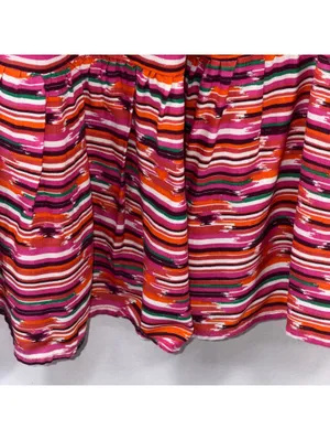 LOFT Striped Tiered Midi Dress Size 12 Pink Red thumbnail 6