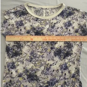 Anthropologie Purple Abstract Floral Splatter Print Cotton Boxy Top‎ Tee Medium thumbnail 7