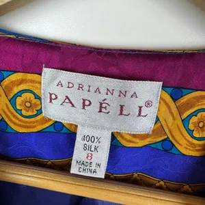 Adrianna Papell VTG 100% Silk Baroque Blazer Jacket Size‎ 8 Colorful Maximalist thumbnail 7